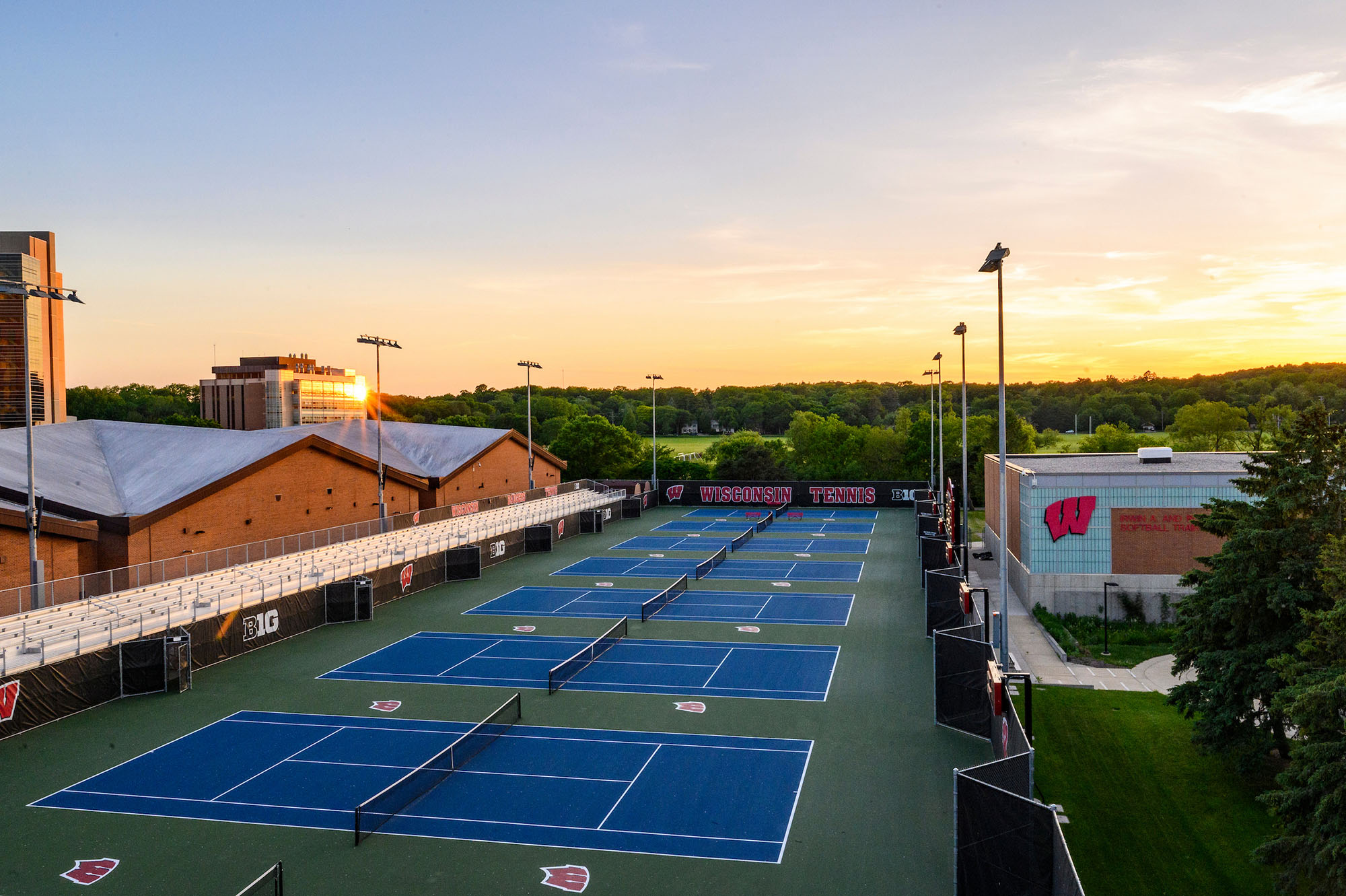 Nielsen Tennis outdoor courts at sunrise